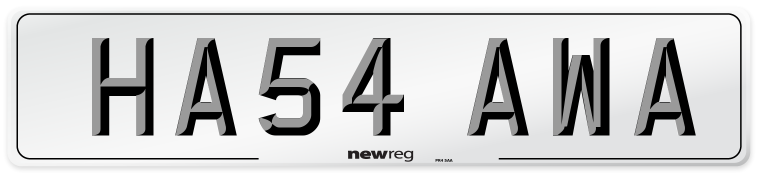 HA54 AWA Number Plate from New Reg